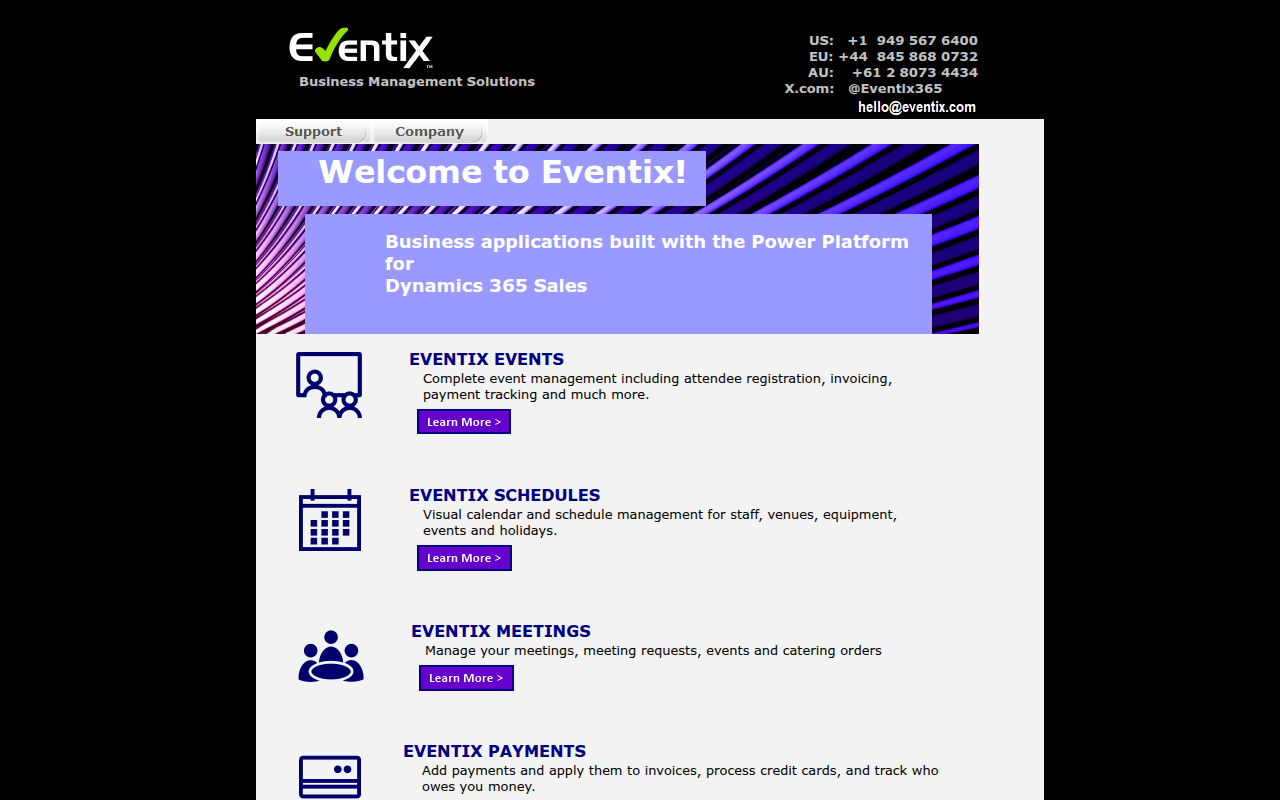 Screenshot van eventix.com