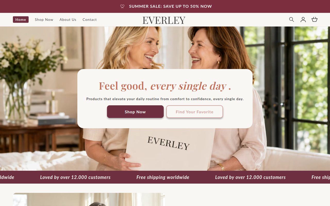 Screenshot van everley.nl