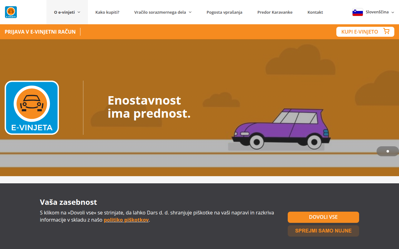 Screenshot van evinjeta.dars.si