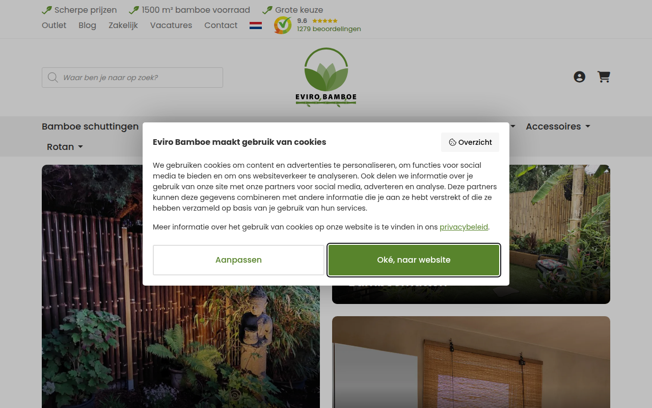 Screenshot van evirobamboe.nl
