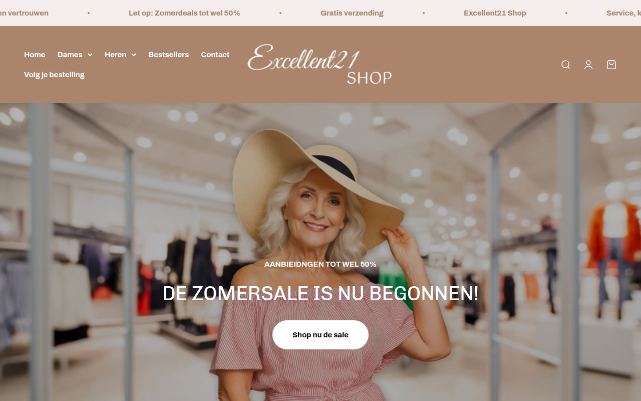 Screenshot van excellent21shop.nl