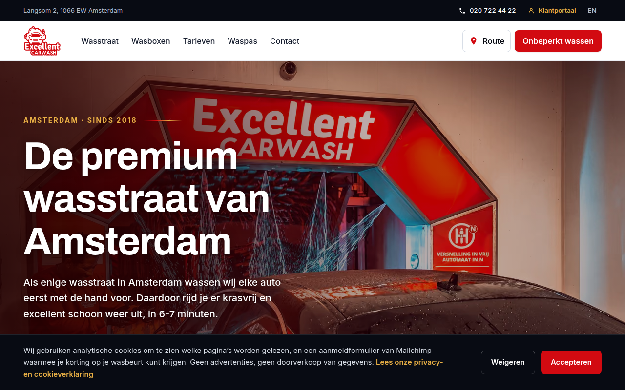 Screenshot van excellentcarwash.nl