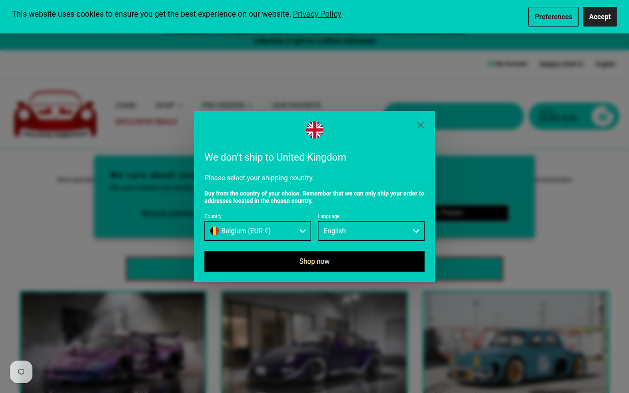 Screenshot van exclusive-hobbyshop.be