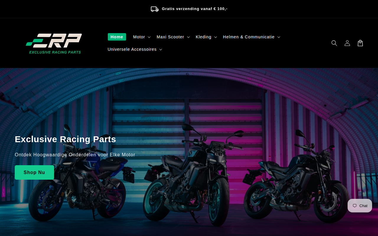 Screenshot van exclusiveracingparts.nl