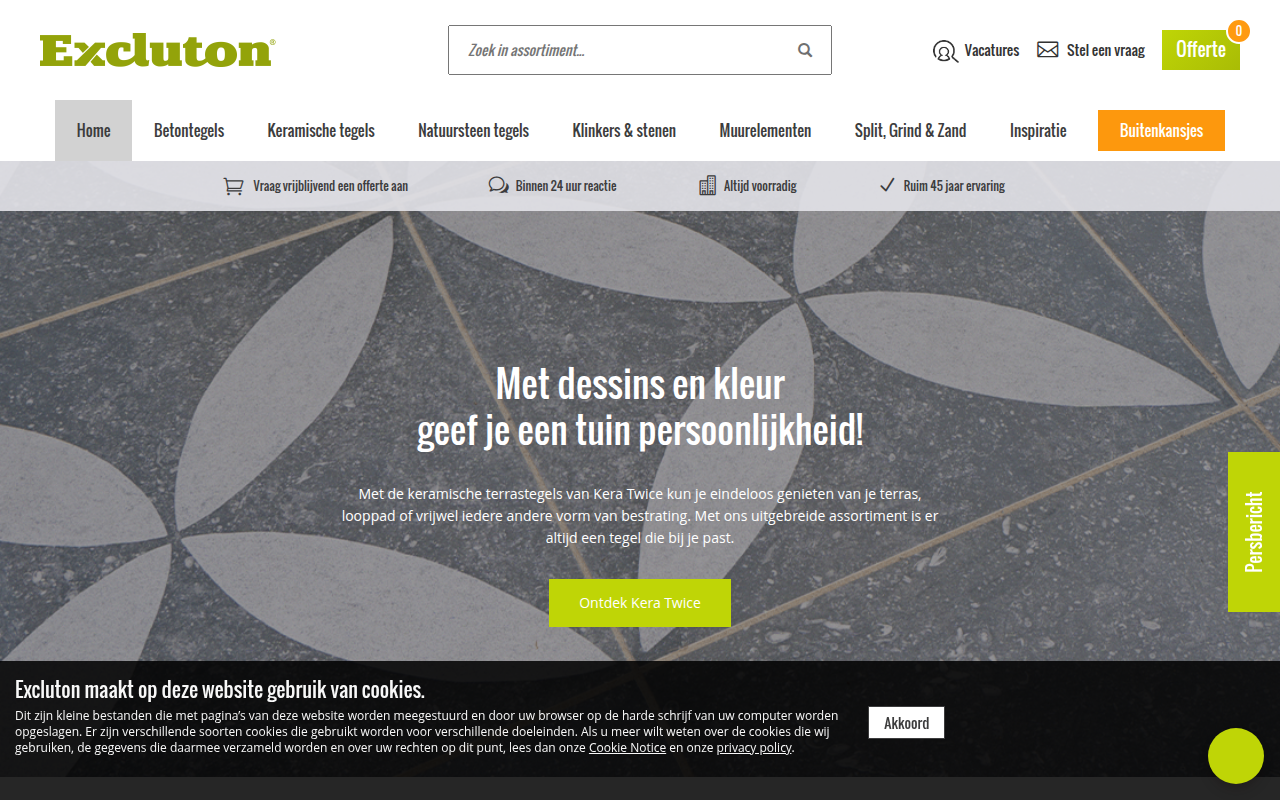 Screenshot van excluton.nl