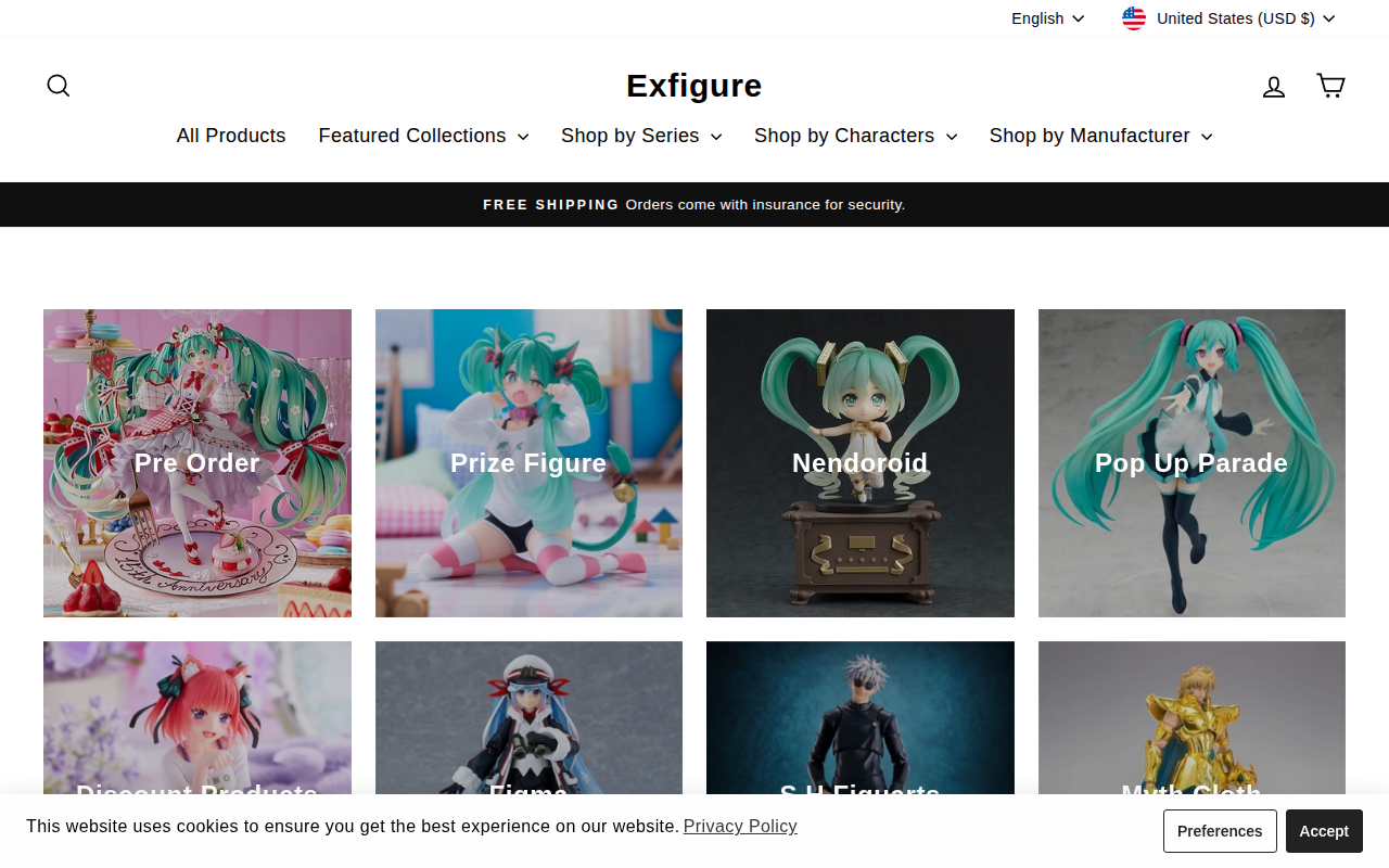 Screenshot van exfigure.com