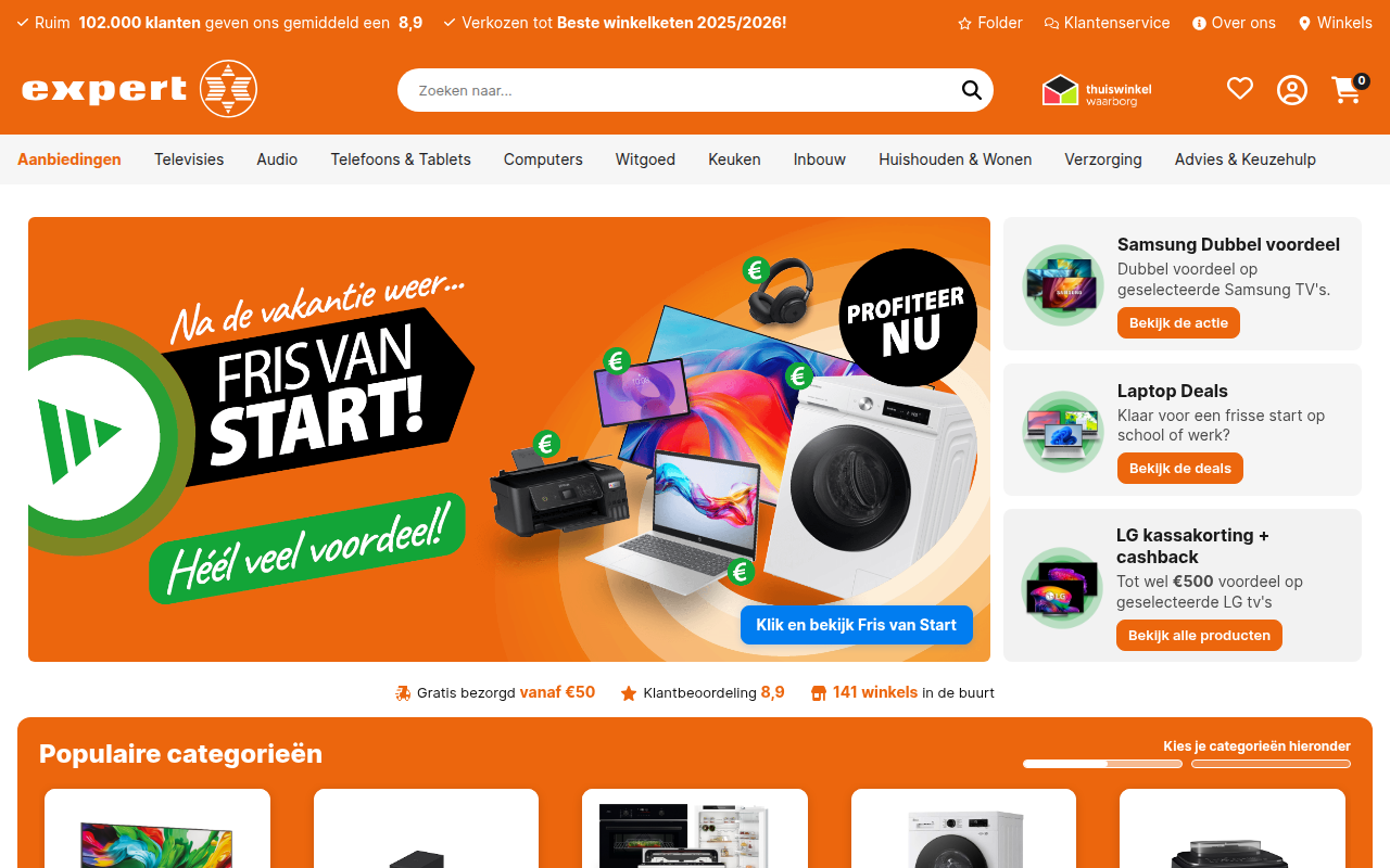 Screenshot van expert.nl