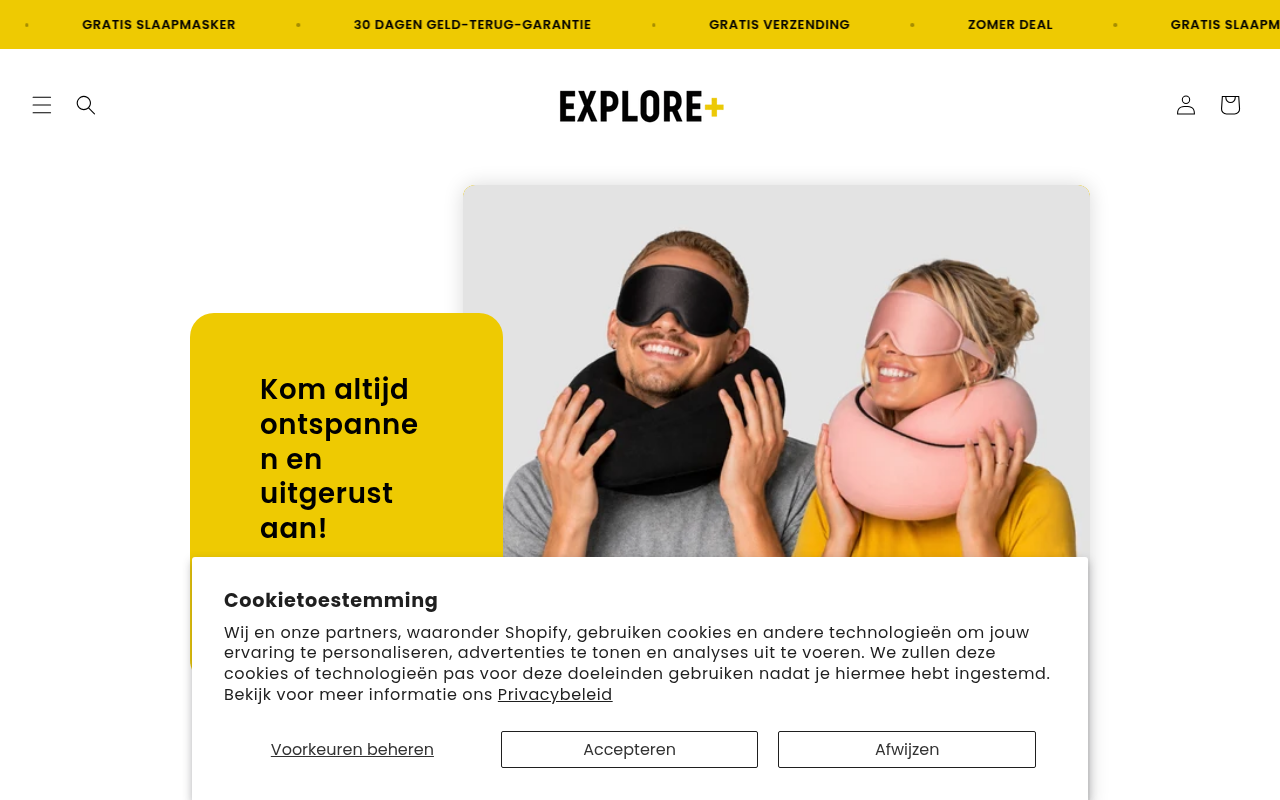 Screenshot van exploreplus.nl