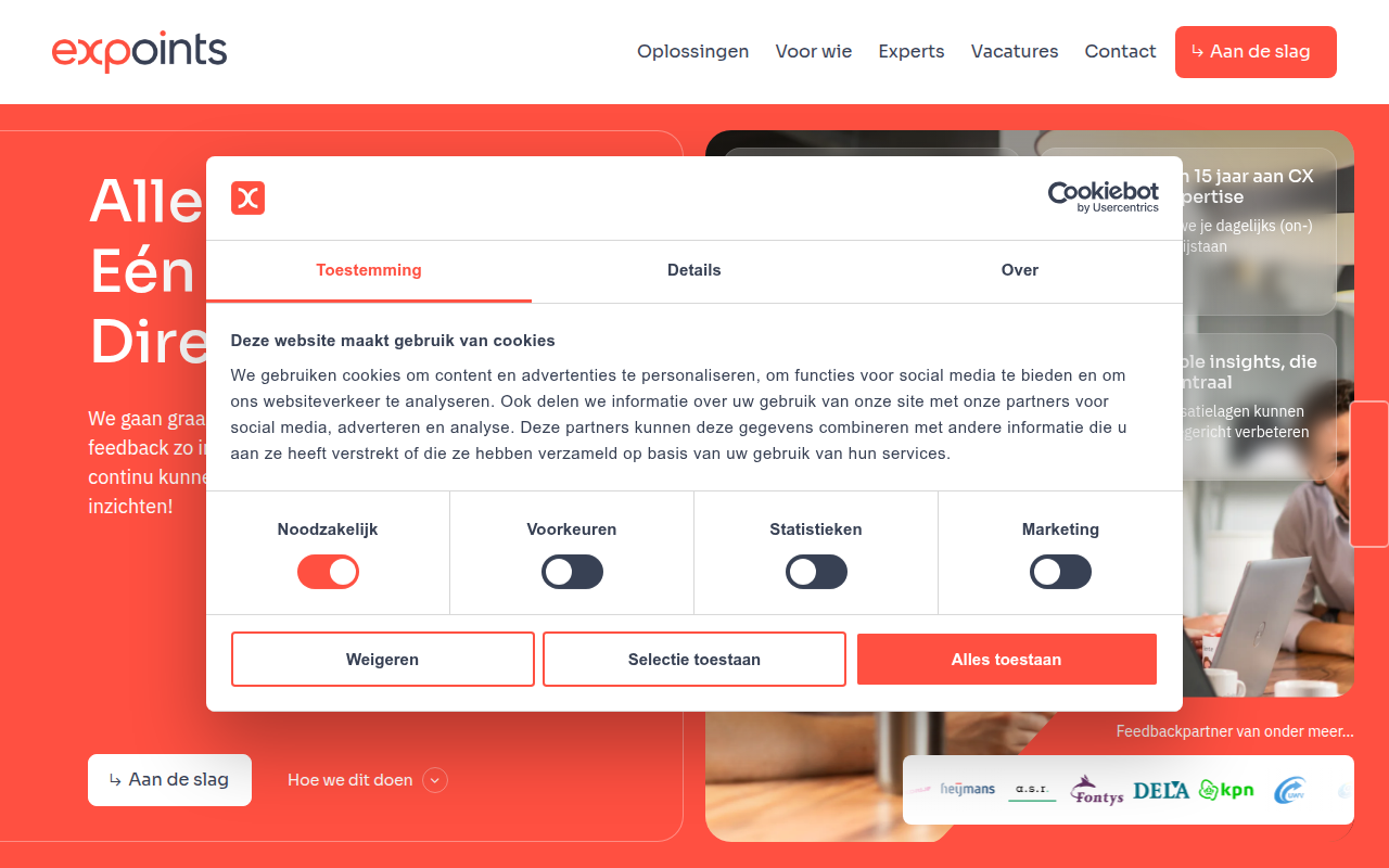 Screenshot van expoints.nl