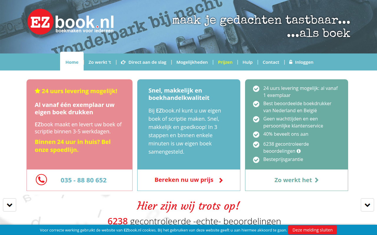 Screenshot van ezbook.nl