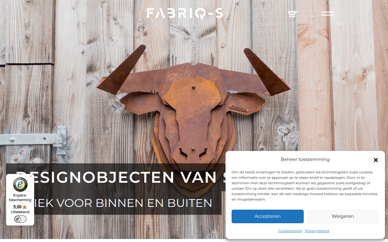 Screenshot van fabriq-s.nl