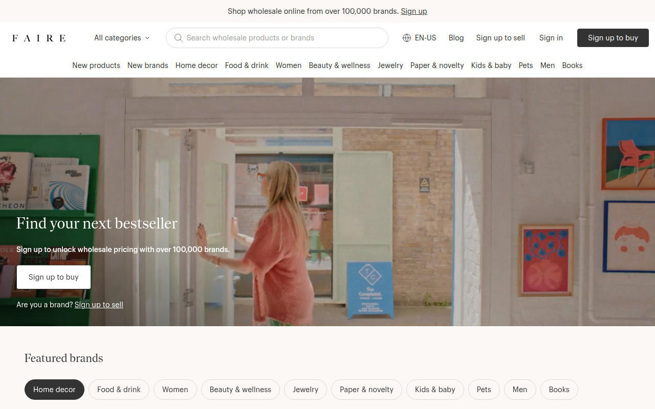 Screenshot van faire.com