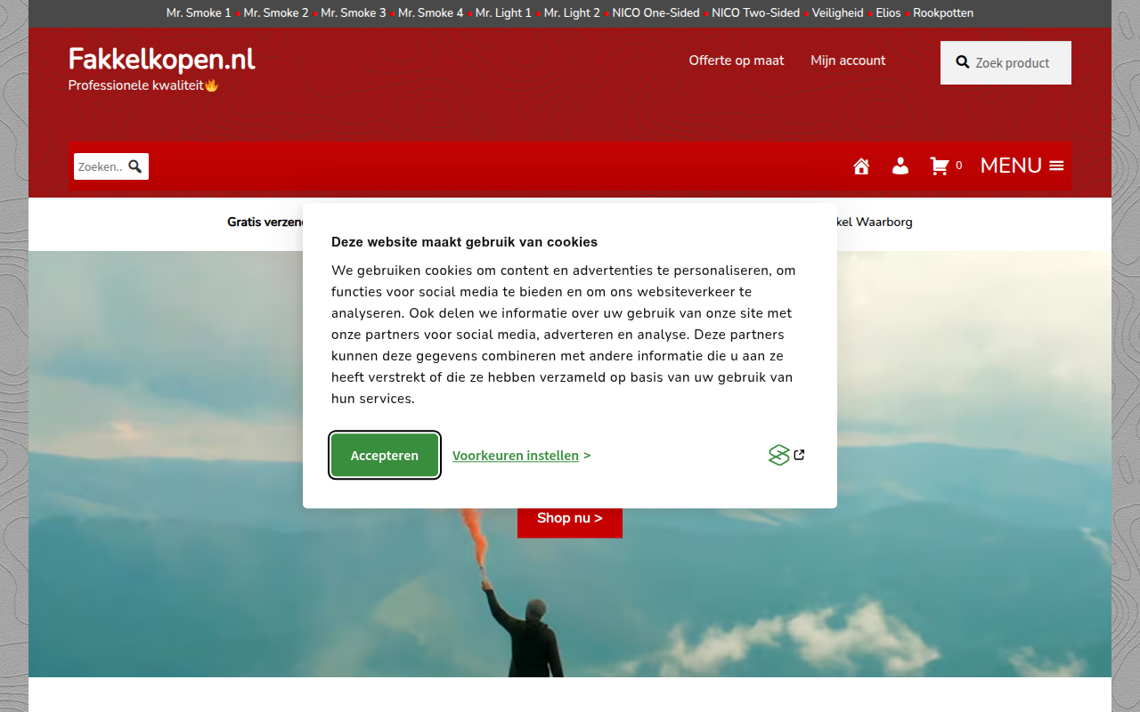 Screenshot van fakkelkopen.nl