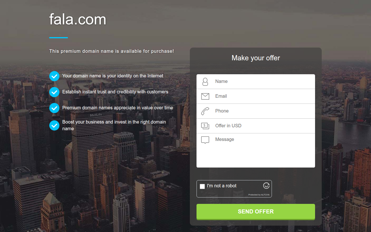 Screenshot van fala.com
