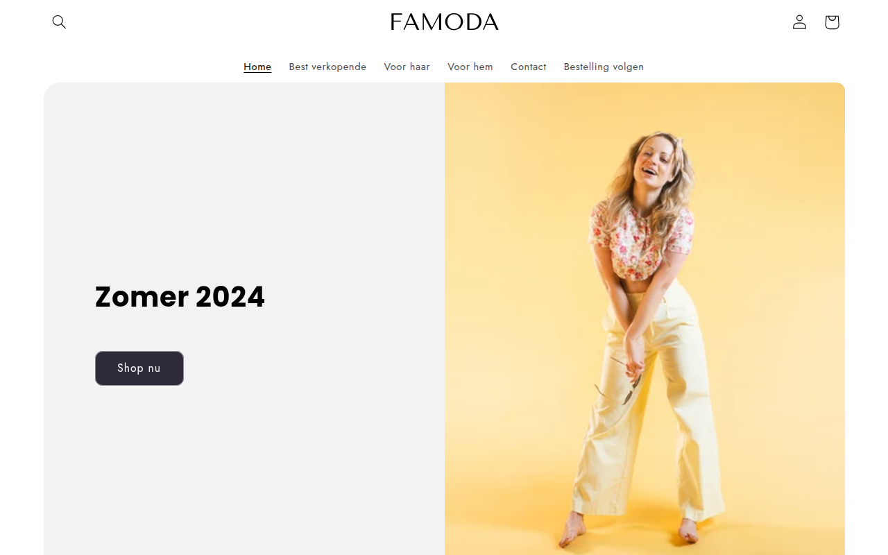 Screenshot van famoda.nl