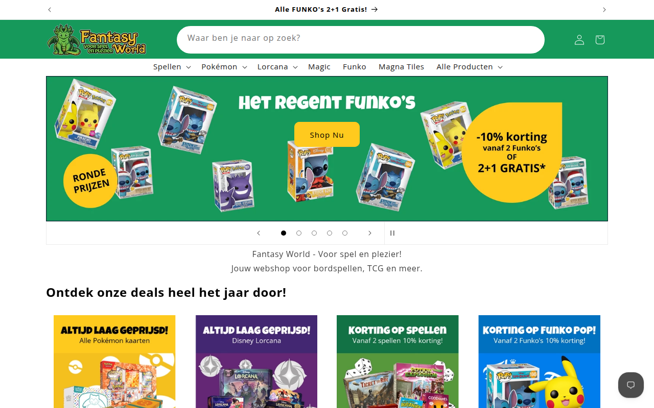 Screenshot van fantasyworld.be