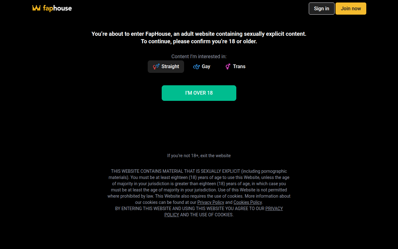 Screenshot van faphouse.com