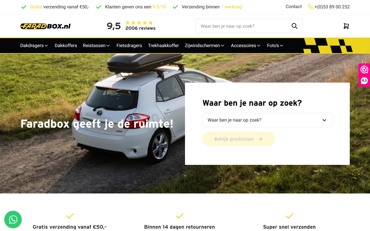 Screenshot van faradbox.nl