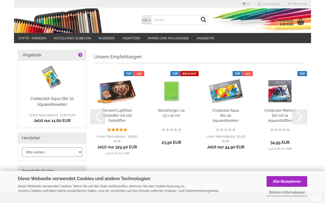 Screenshot van farbstifte.net