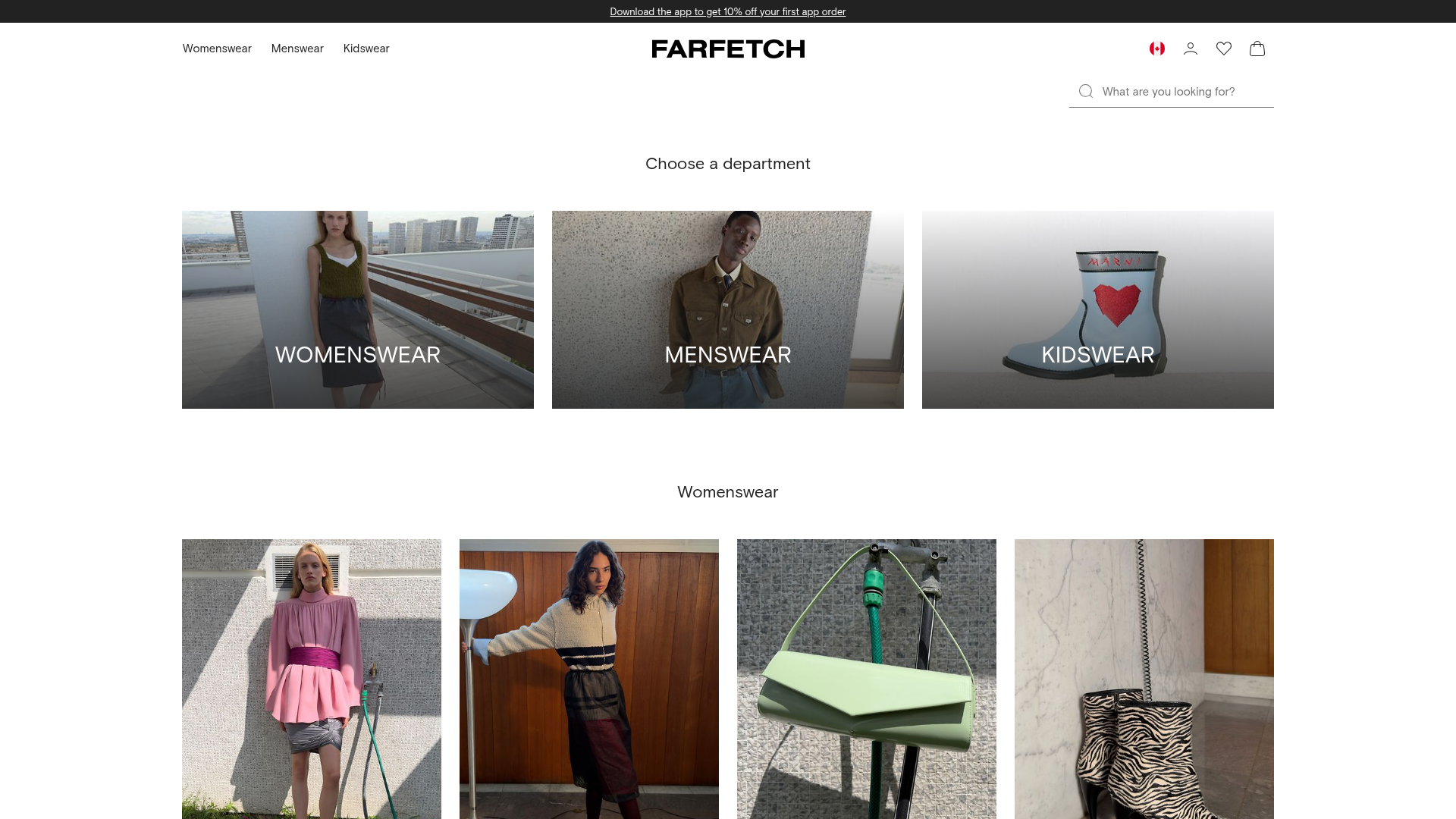 Screenshot van farfetch.com