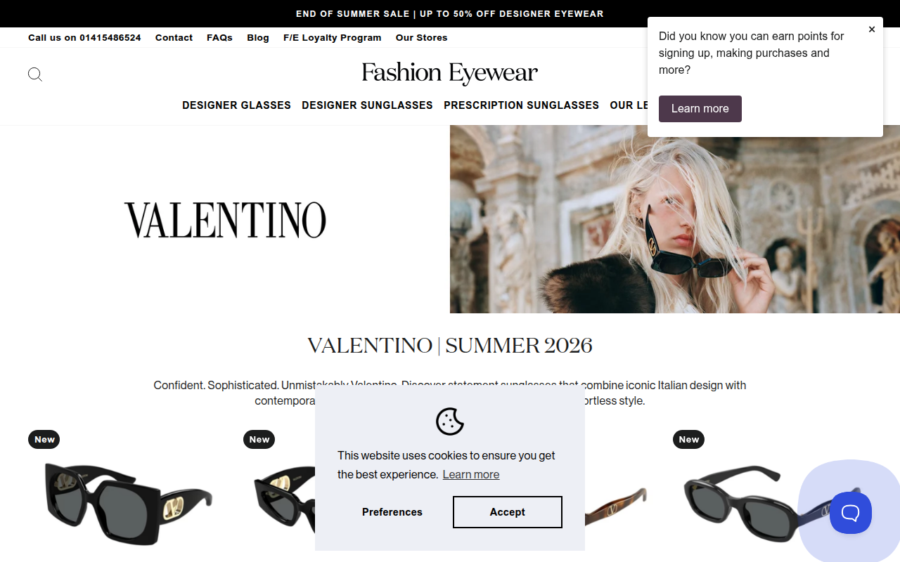Screenshot van fashioneyewear.com