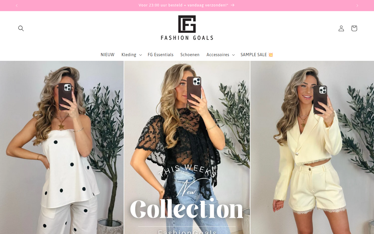 Screenshot van www.fashiongoals.nl