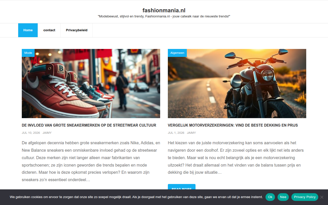Screenshot van fashionmania.nl