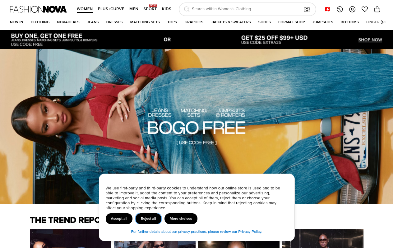 Screenshot van fashionnova.com