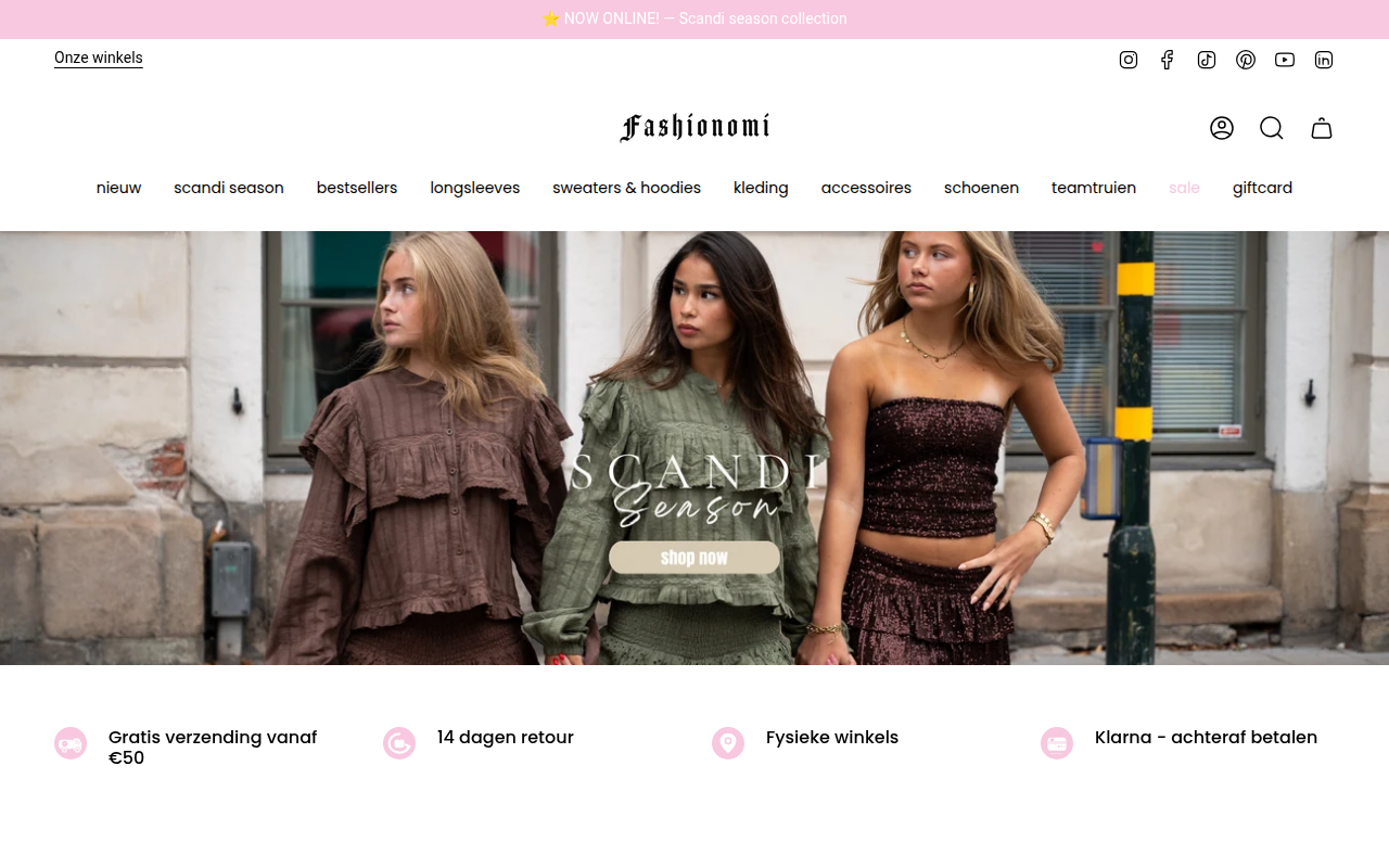 Screenshot van fashionomi.com