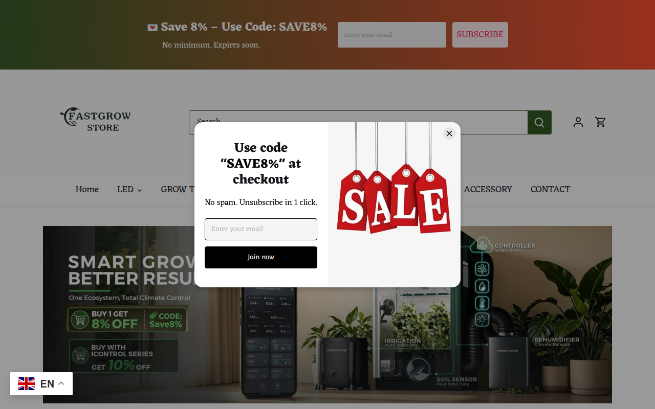 Screenshot van fastgrowstore.eu
