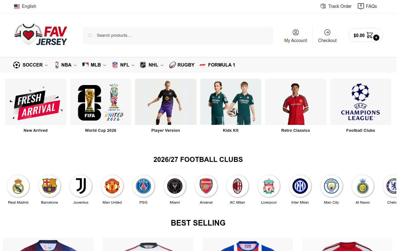 Screenshot van favjersey.com