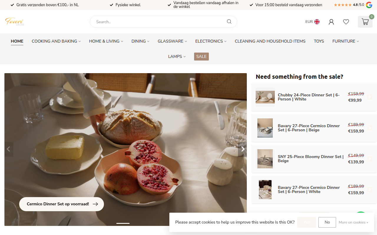 Screenshot van favoristore.nl