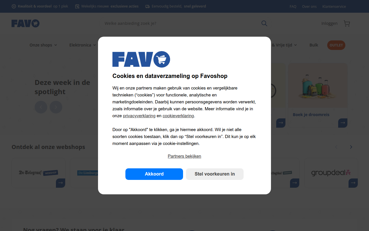 Screenshot van favoshop.nl