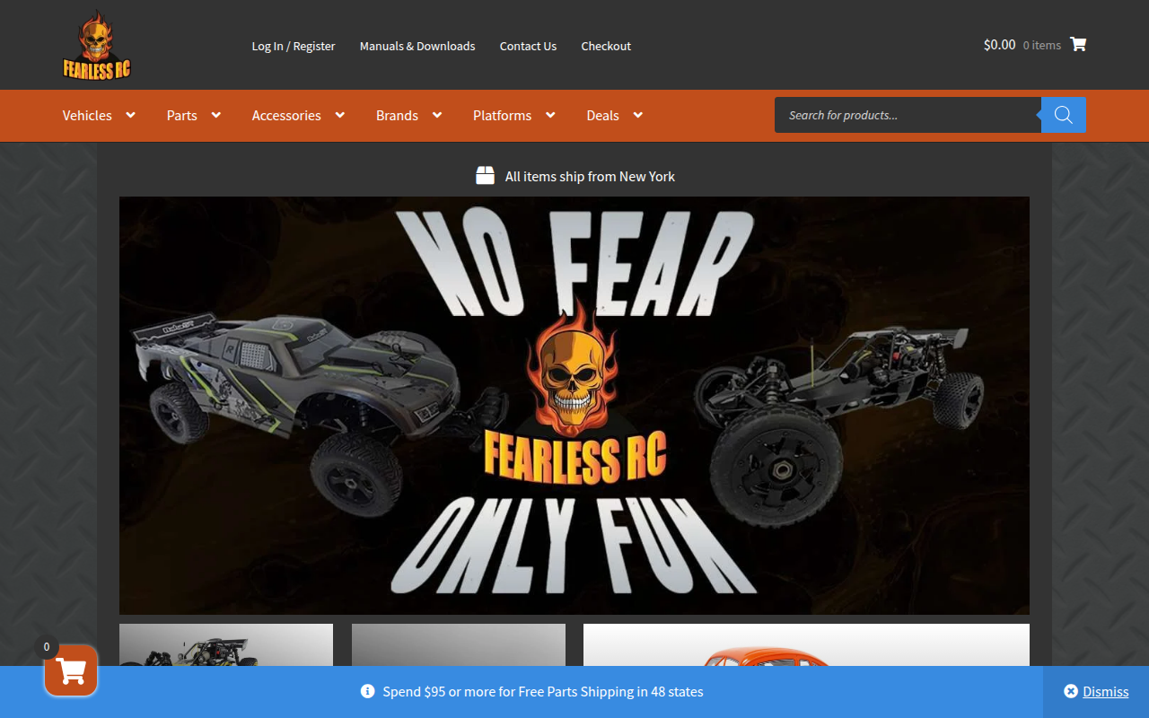 Screenshot van fearlessrc.com