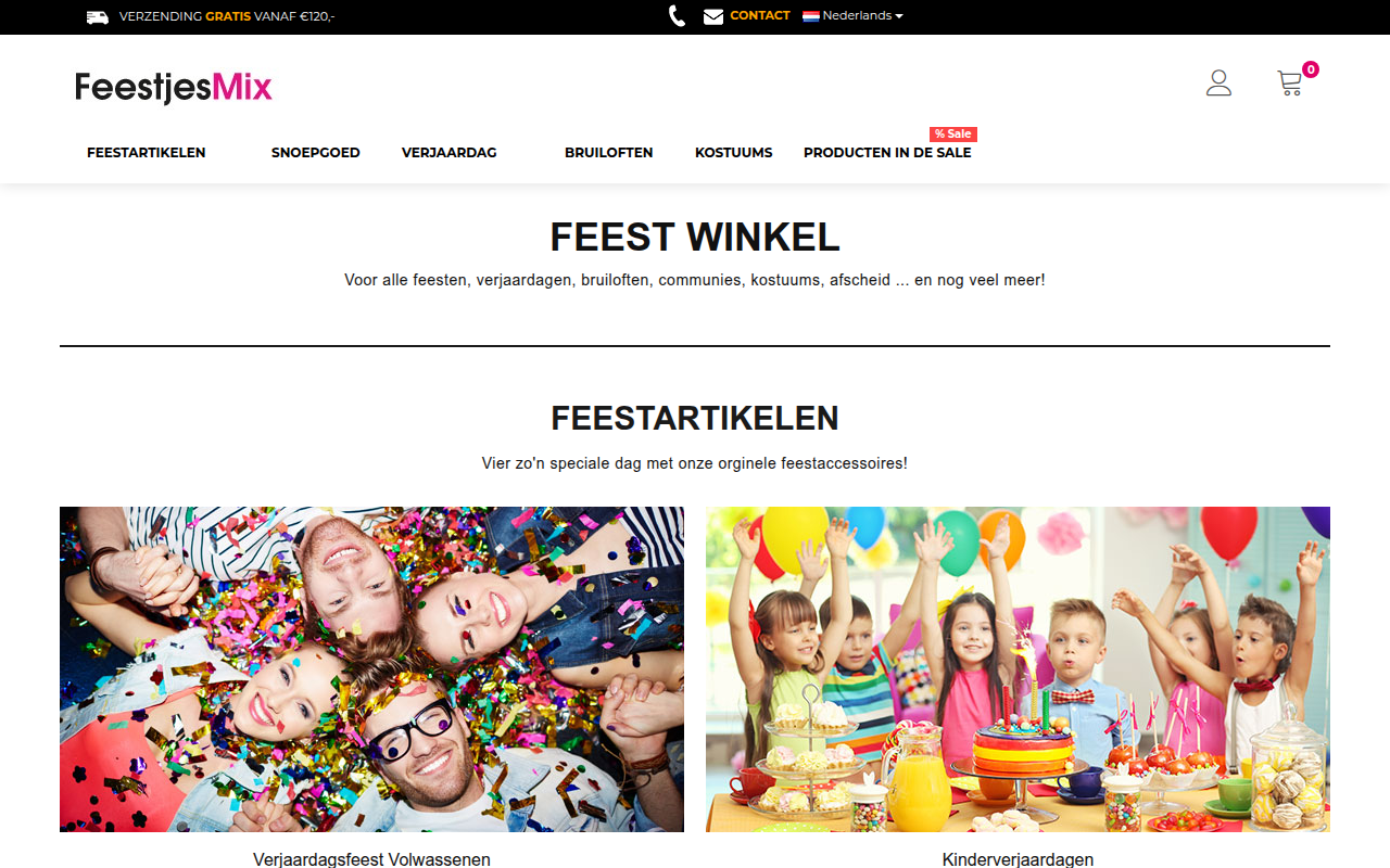 Screenshot van feestjesmix.nl