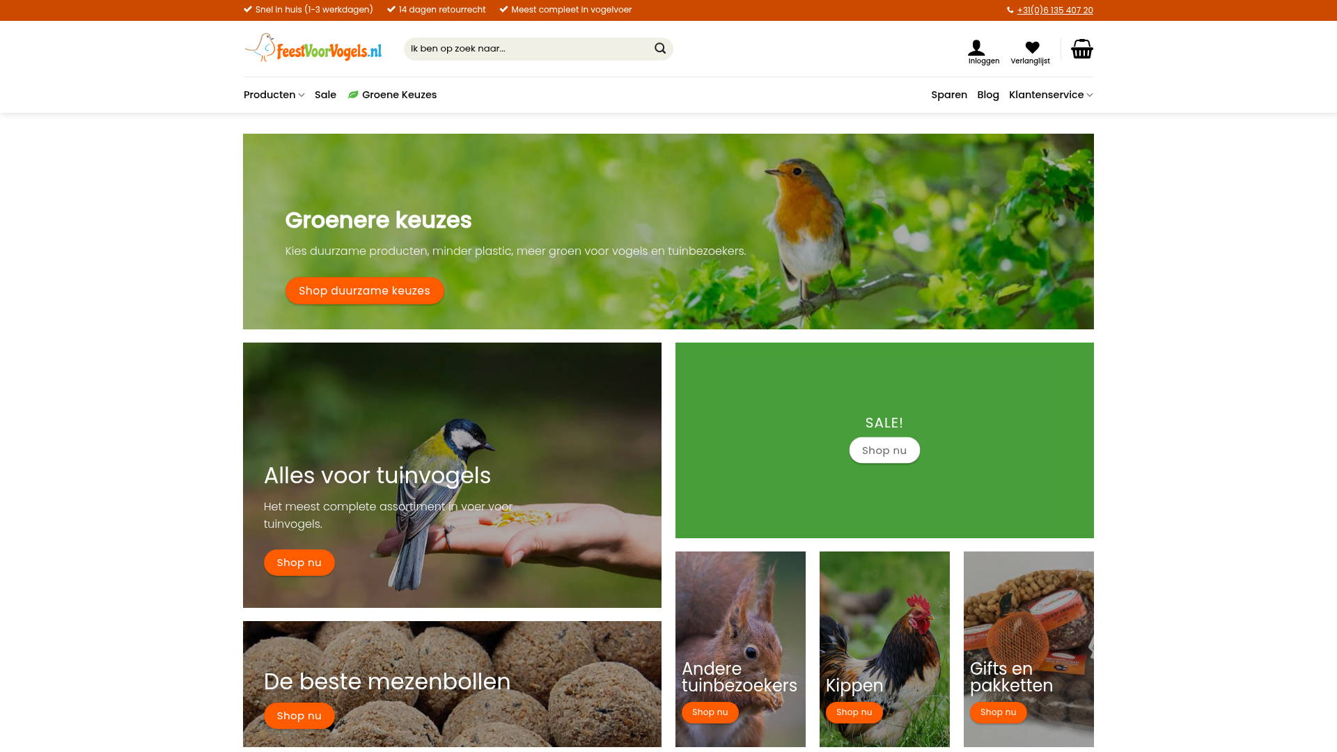 Screenshot van feestvoorvogels.nl