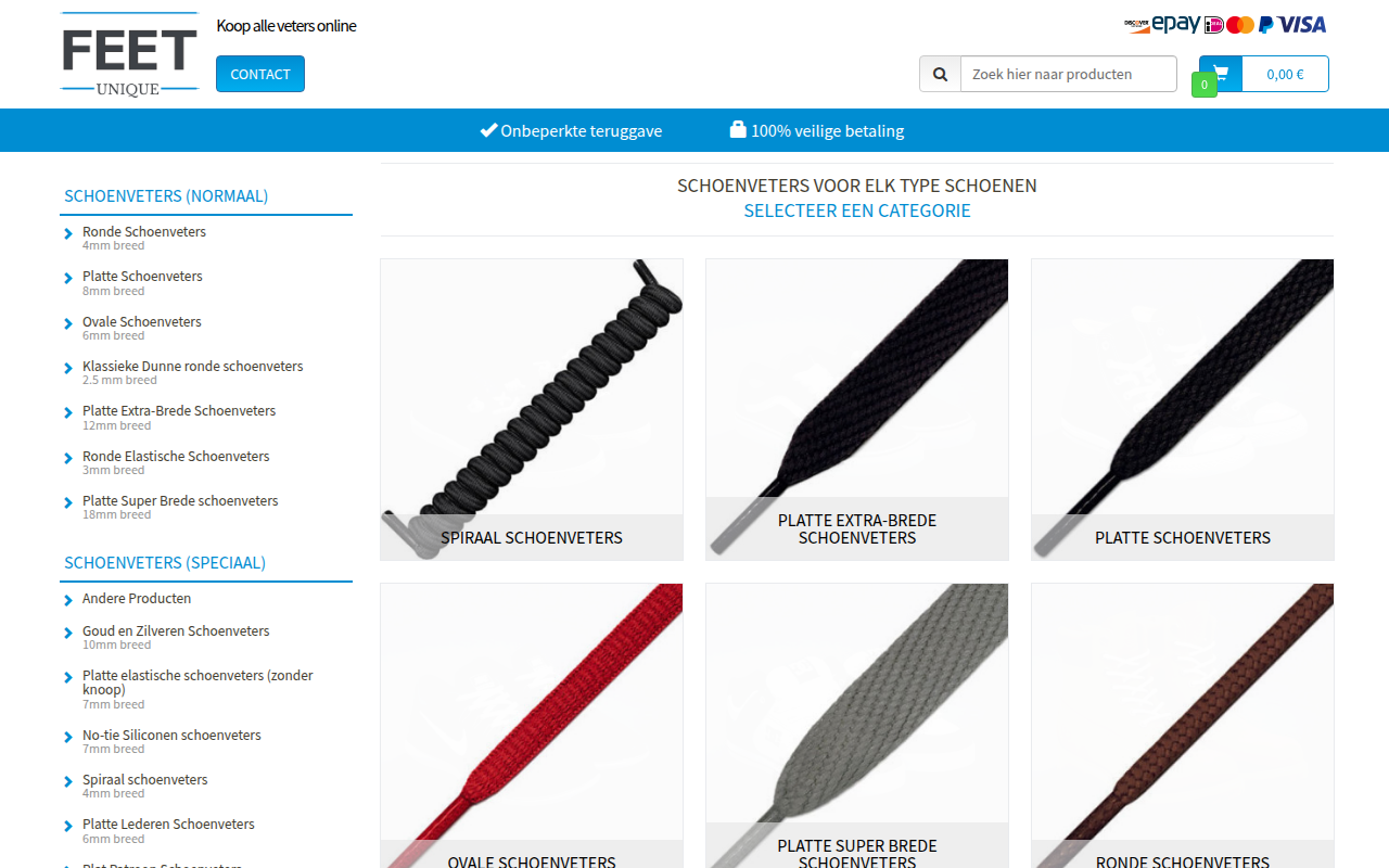 Screenshot van feetuniqueveters.nl