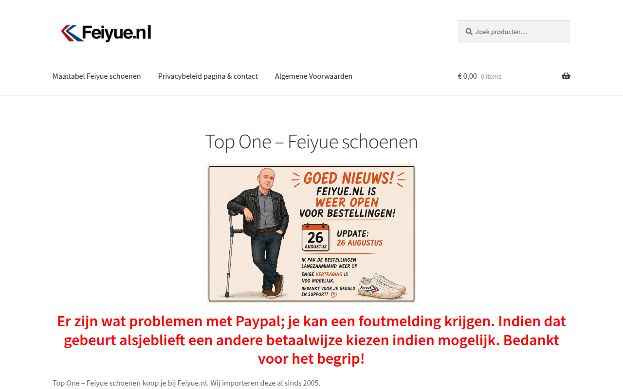 Screenshot van feiyue.nl