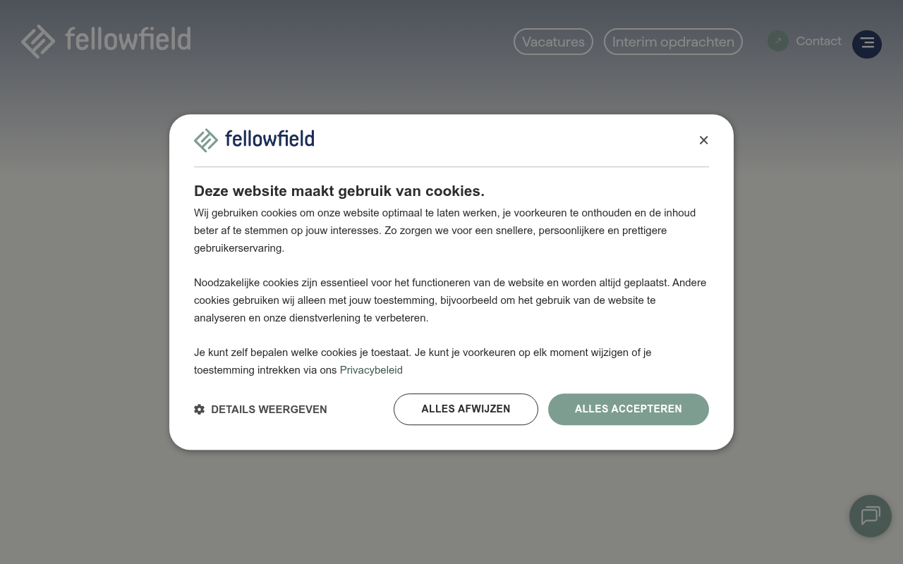 Screenshot van fellowfield.nl