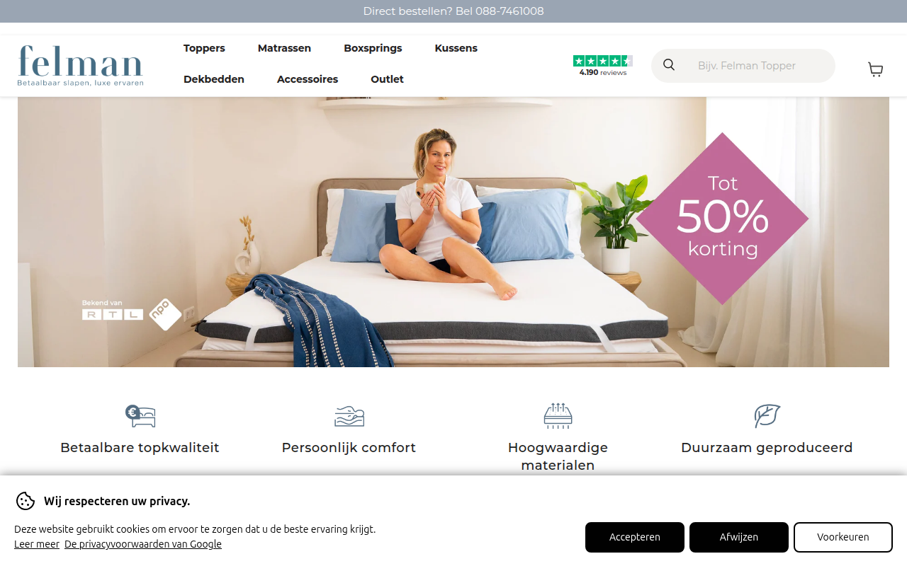 Screenshot van felman.nl
