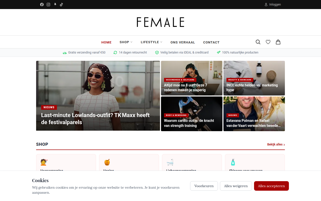 Screenshot van female.nl