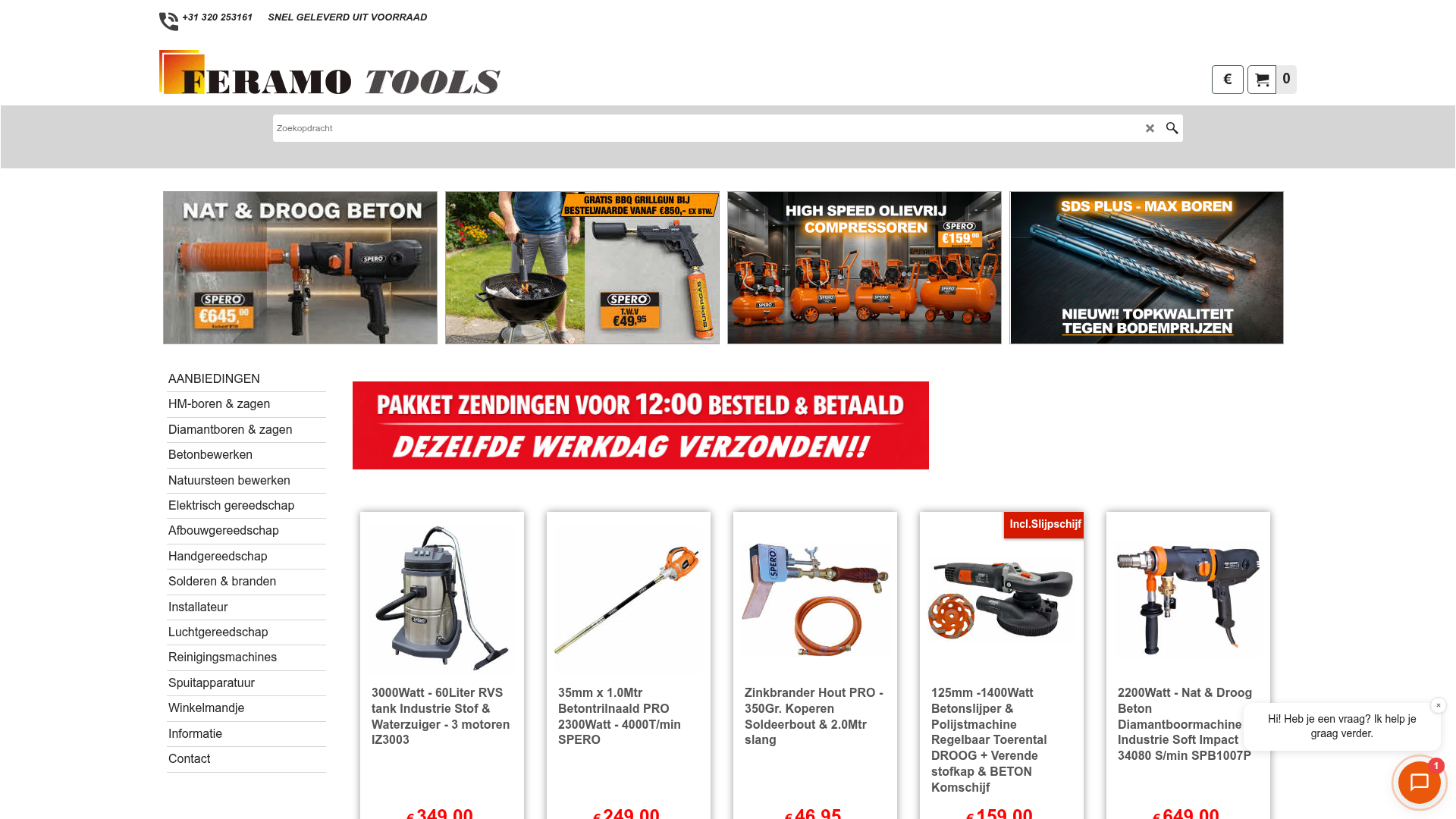 Screenshot van feramotools.nl