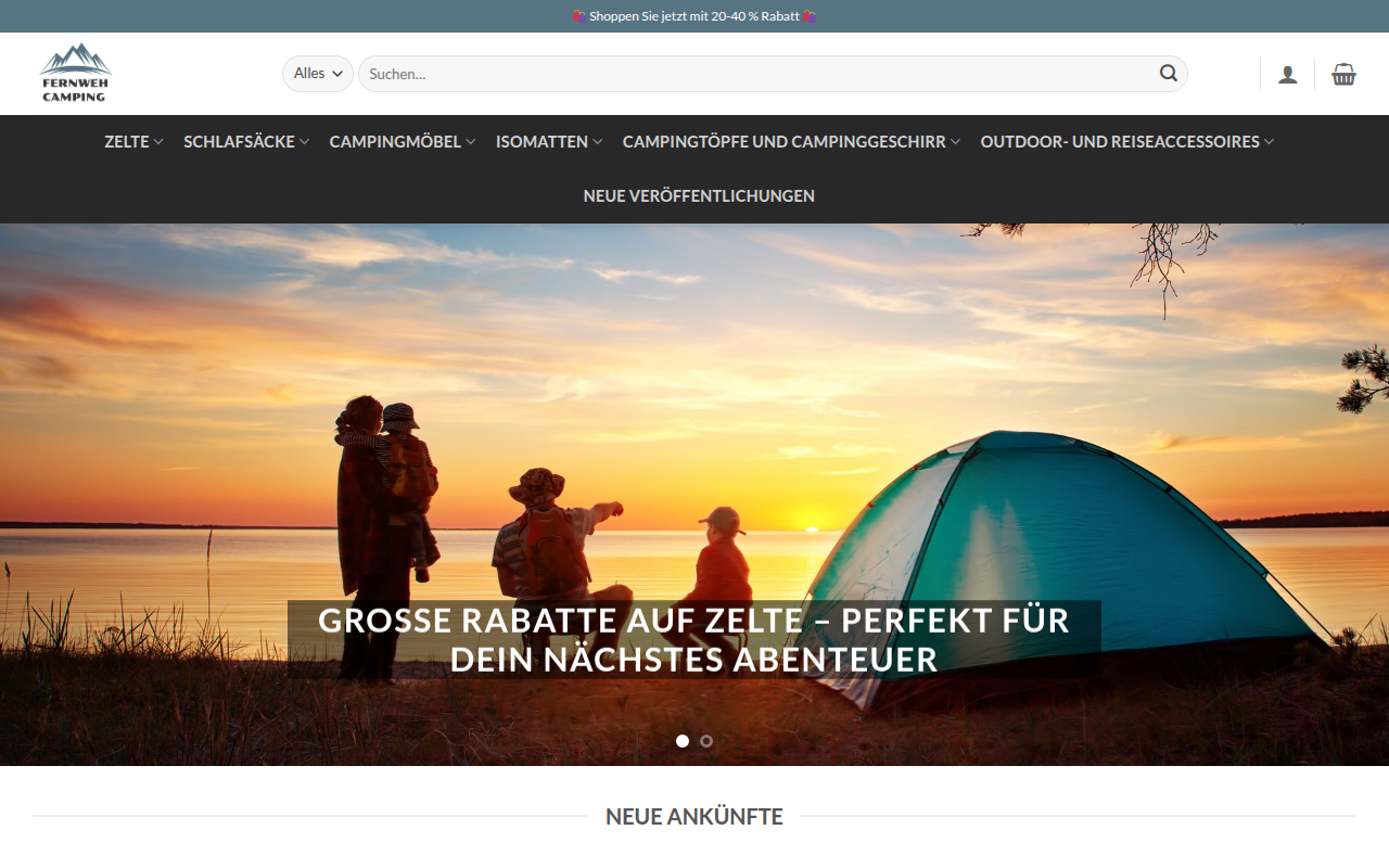 Screenshot van fernwehcampingde.com