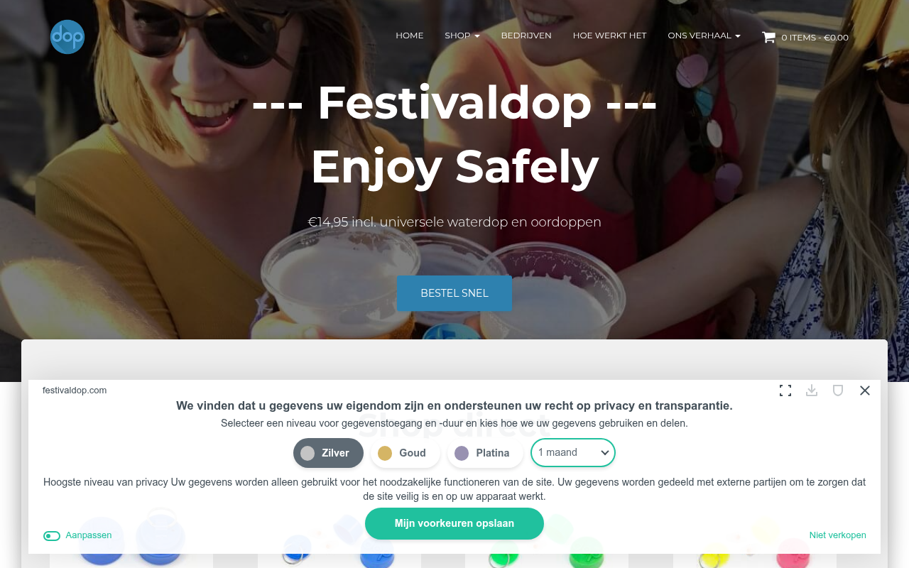 Screenshot van festivaldop.com