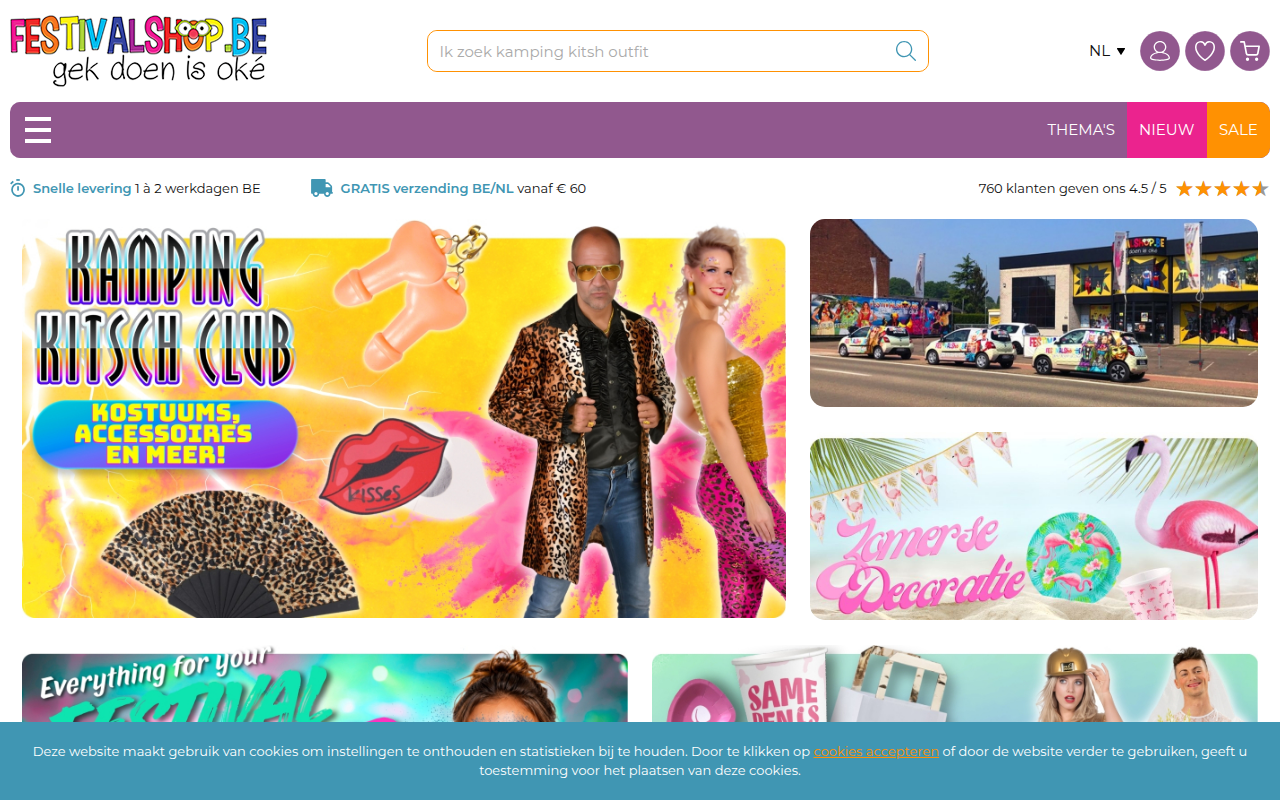 Screenshot van festivalshop.be
