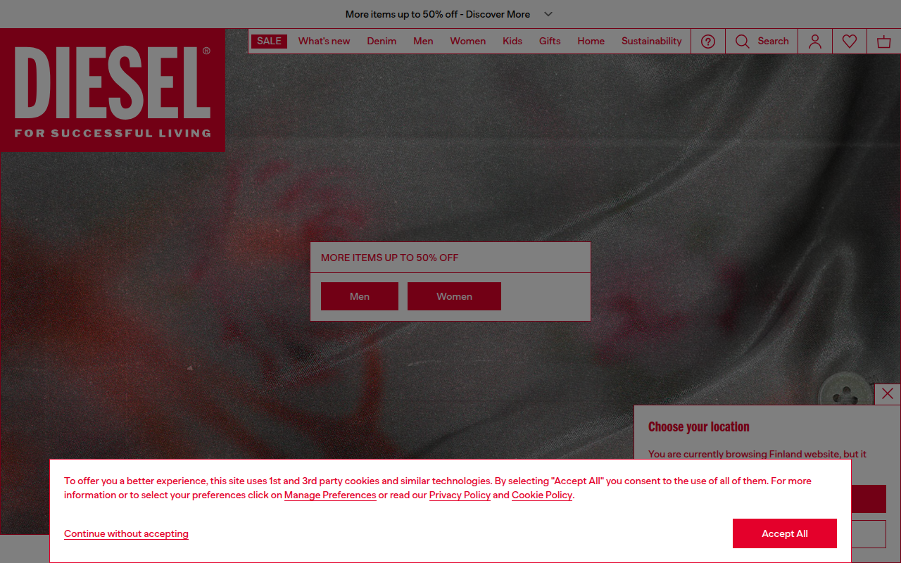 Screenshot van fi.diesel.com