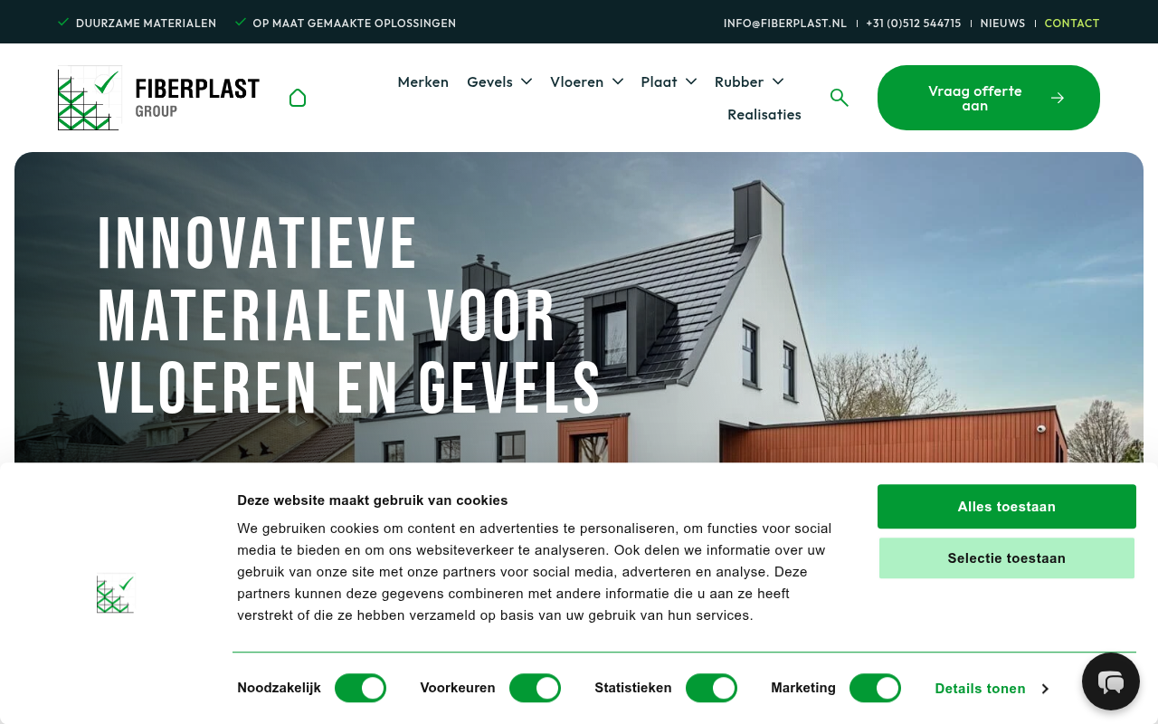 Screenshot van fiberplast.nl