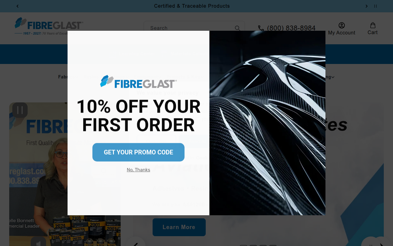 Screenshot van fibreglast.com
