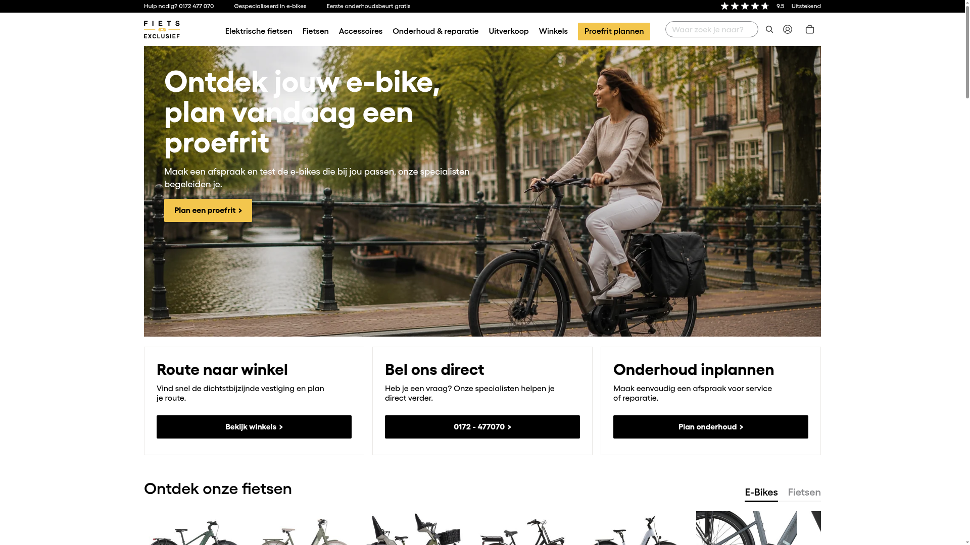 Screenshot van fiets-exclusief.nl