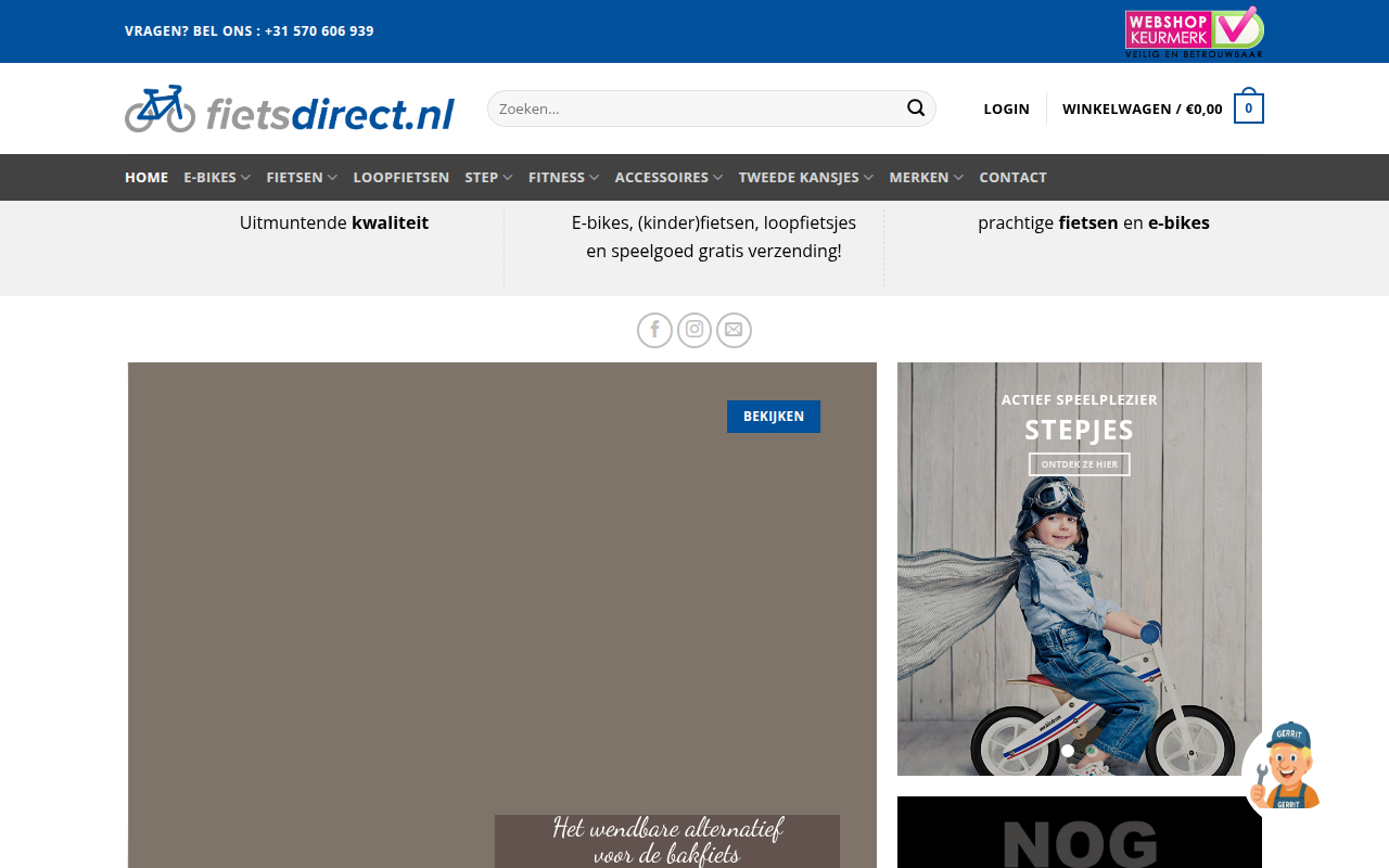 Screenshot van fietsdirect.nl